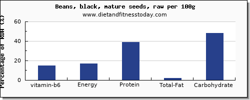 vitamin b6 and nutrition facts in black beans per 100g